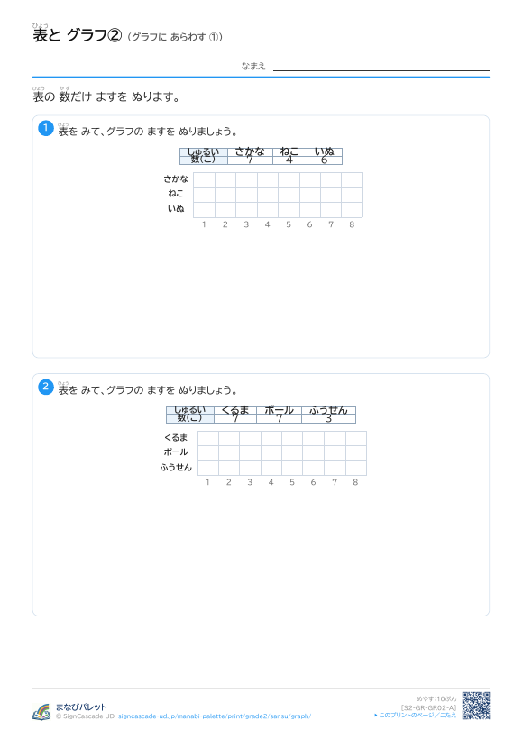 表と グラフ② グラフに あらわす ① プレビュー